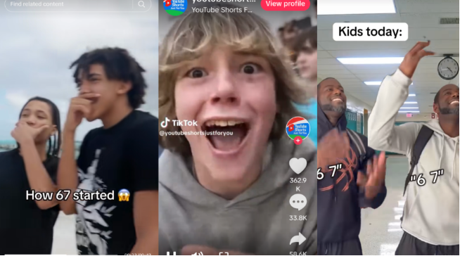 TikTok images of Maverick Trevillian and others doing the 67 trend