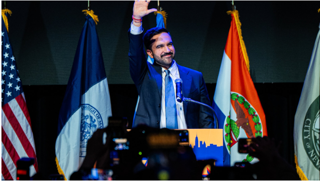 Zohran Mamdani at his 2025 mayoral speech